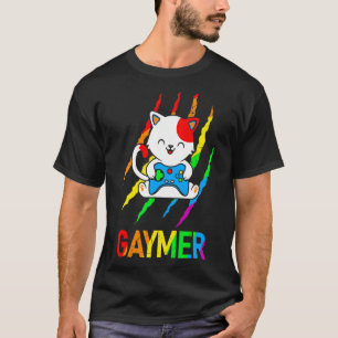 Gaymer Lgbt Cat Pride Rainbow Video Game 1 T-Shirt