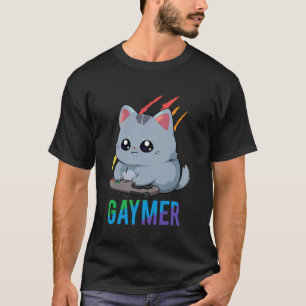Gaymer LGBT Cat Pride Rainbow Video Game Lovers Ga T-Shirt