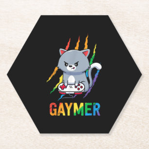 Gaymer LGBT Cat Pride Rainbow Video Game Lovers Gi Paper Coaster