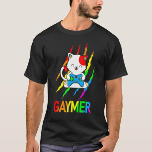 Gaymer Lgbt Cat Pride Rainbow Video Game T-Shirt
