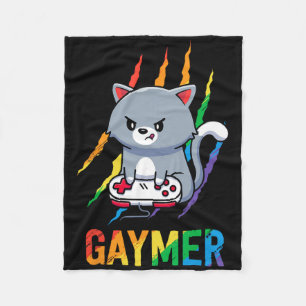 Gaymer Lgbt Cat Pride Shirt Rainbow Video Game Lov Fleece Blanket