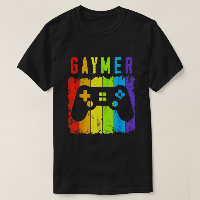 Gaymer LGBT Gamer Gay Pride Rainbow Gamepad 1 T-Shirt (Design Front)