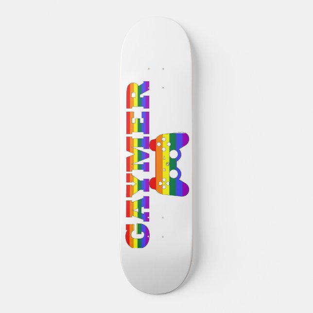 Gaymer, LGBTQ Gamers Gift Idea Skateboard (Front)
