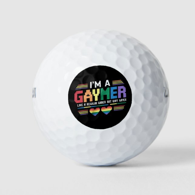 Gaymer Like A Regular Gamer But Way Gayer Gamer Golf Balls (Front)