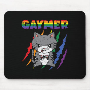 Gaymer Purride Cat Video Game Gamer Lgbtq Rainbow Mouse Mat