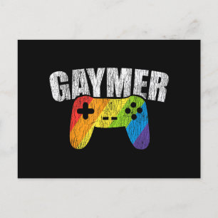 Gaymer Rainbow Flag Gaming Lesbian Gay Bisexual LG Holiday Postcard