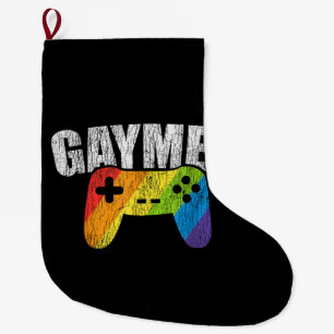 Gaymer Rainbow Flag Gaming Lesbian Gay Bisexual LG Large Christmas Stocking