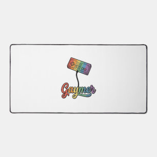 Gaymer Rainbow Gamer Vector Shirt Design_1 Desk Mat