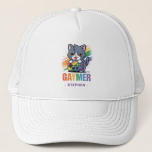 Gaymer - Rainbow Gaming Cat with Console   LGBTQ 2 Trucker Hat