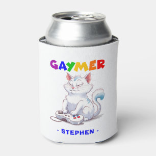 Gaymer - Rainbow Gaming Cat with Console LGBTQ Can Cooler