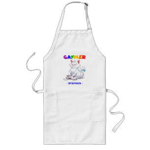 Gaymer - Rainbow Gaming Cat with Console LGBTQ Long Apron