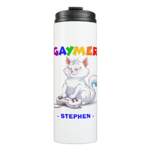 Gaymer - Rainbow Gaming Cat with Console LGBTQ Thermal Tumbler