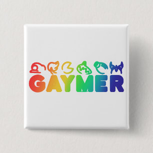 Gaymer Rainbow Ombre Funny Gay Pride 15 Cm Square Badge