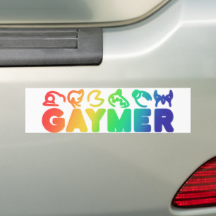 Gaymer   Rainbow Ombre Funny Gay Pride Button Bumper Sticker