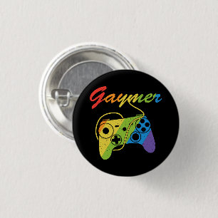 Gaymer   Rainbow Video Game Controller   Gaming 3 Cm Round Badge