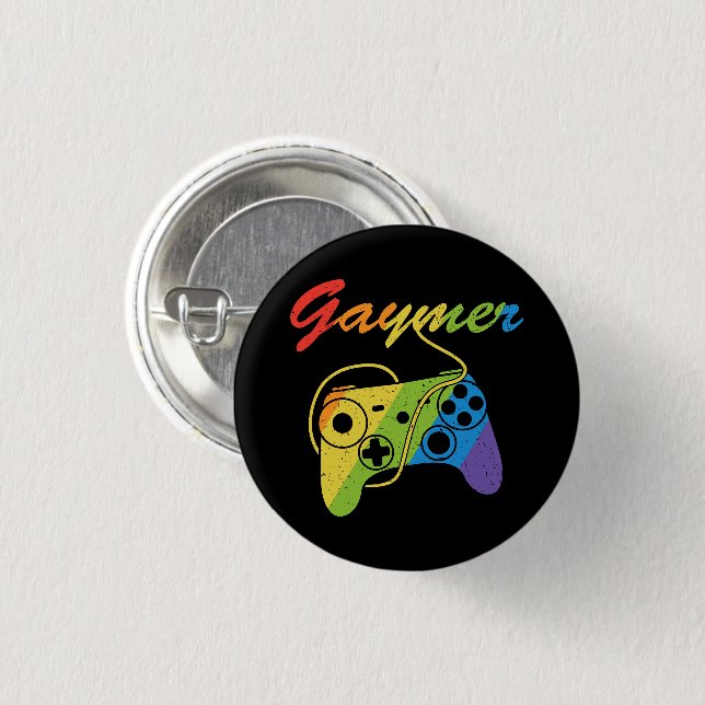 Gaymer | Rainbow Video Game Controller | Gaming 3 Cm Round Badge (Front & Back)
