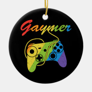 Gaymer Rainbow Video Game Controller Gaming Ceramic Tree Decoration