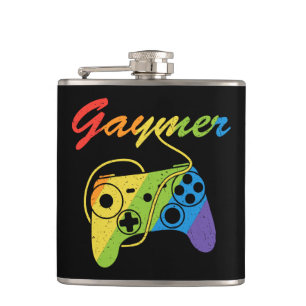 Gaymer   Rainbow Video Game Controller   Gaming Hip Flask