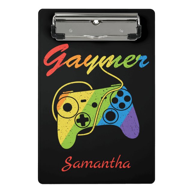 Gaymer | Rainbow Video Game Controller | Gaming Mini Clipboard (Front)