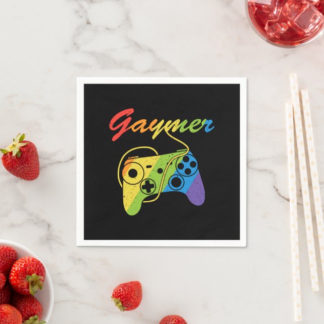 Gaymer | Rainbow Video Game Controller | Gaming Napkin (Insitu)
