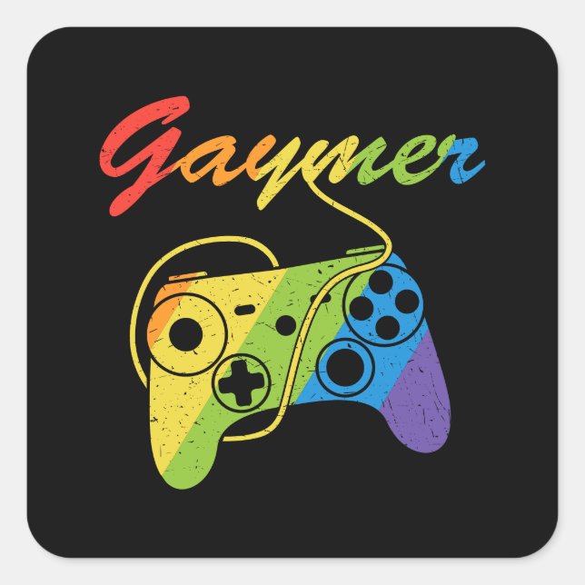 Gaymer | Rainbow Video Game Controller | Gaming Square Sticker (Front)