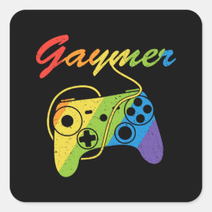 Gaymer   Rainbow Video Game Controller   Gaming Square Sticker