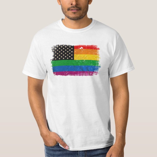 Gaymerican Pride Flag T-Shirt (Front)