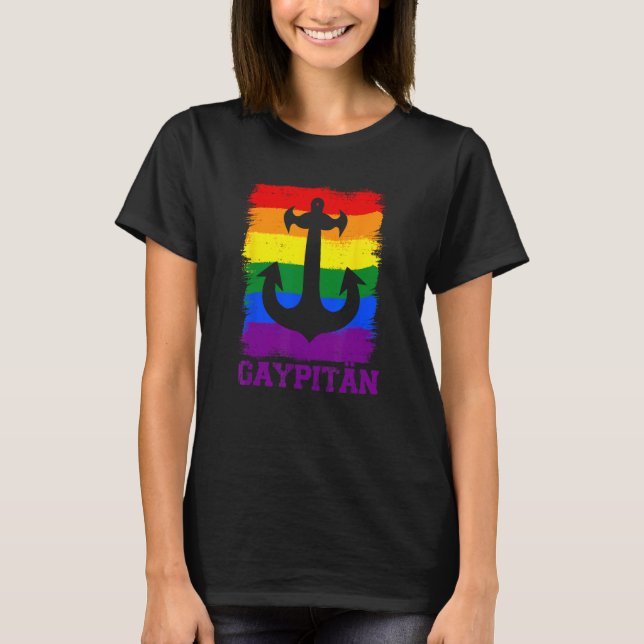 Gaypiter  Gay and Captain Funny Retro Anchor LGBT T-Shirt (Front)