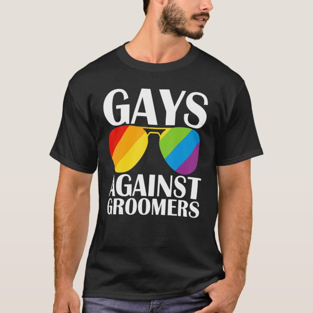 Gays Against Groomers Gradien Groom Dogs Not Kids T-Shirt (Front)