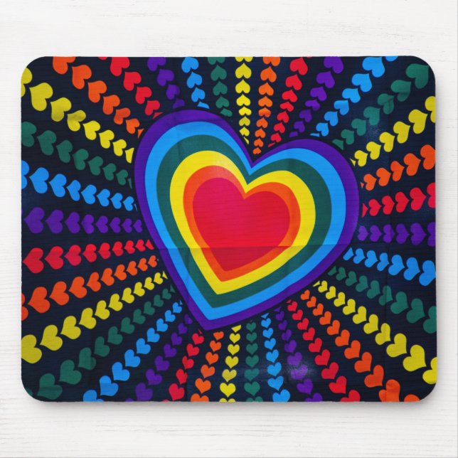 Gays Colors Heart Rainbow Pattern Different LGBTQ Mouse Mat (Front)
