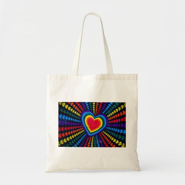 Gays Colors Heart Rainbow Pattern Different LGBTQ Tote Bag (Front)
