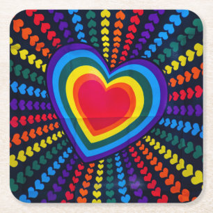 Gays Colors Heart Rainbow Pattern Homosexual Diffe Square Paper Coaster
