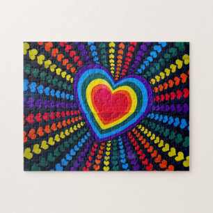 Gays Colours Heart Rainbow Pattern Different LGBTQ Jigsaw Puzzle