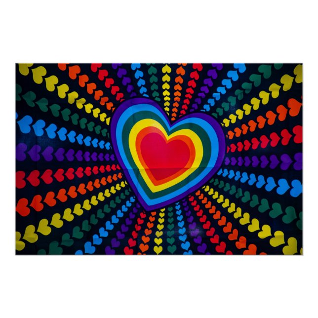 Gays Colours Heart Rainbow Pattern Homosexual Diff Poster (Front)