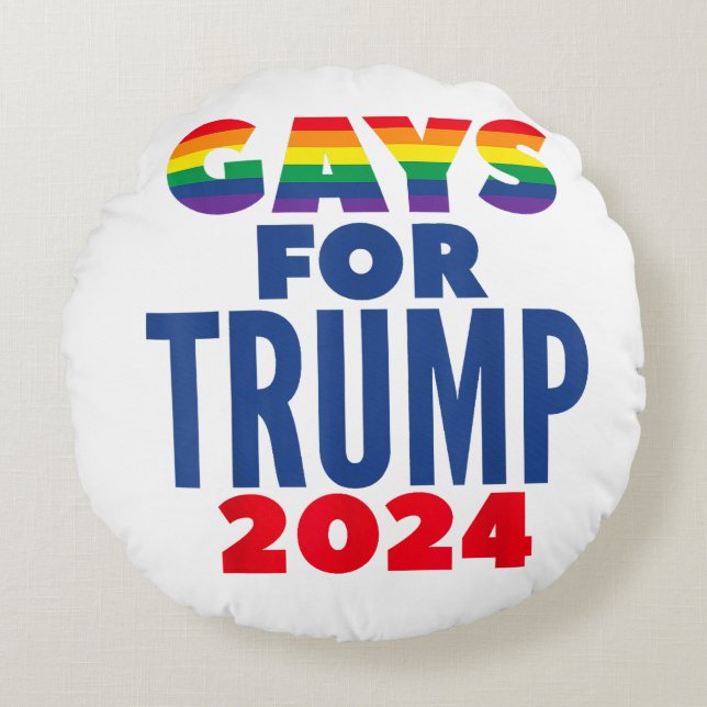 Gays For Trump 2024 Election Round Cushion (Front)
