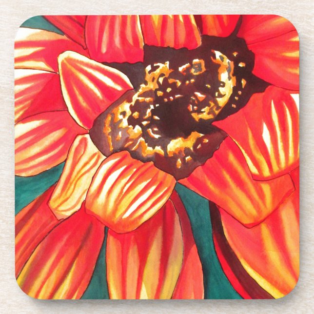 Gazania desert flower art by Sacha Grossel Coaster (Front)
