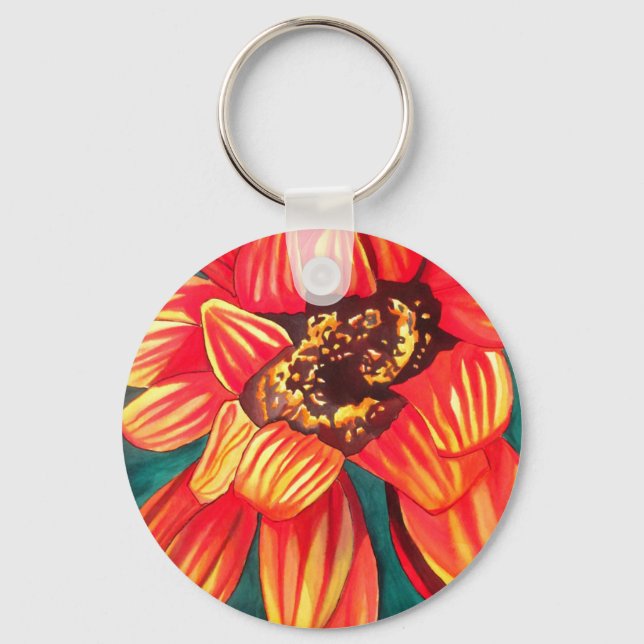 Gazania desert flower art by Sacha Grossel Key Ring (Front)