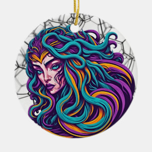 Gaze into Elegance: Medusa - A Captivating Retro Ceramic Tree Decoration