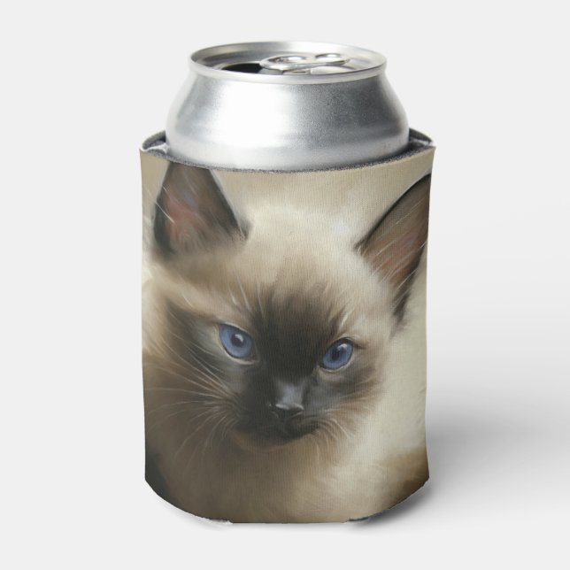 Gaze Of Innocence Siamese Kitten Portrait Can Cooler (Can Front)