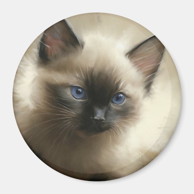 Gaze Of Innocence Siamese Kitten Portrait Magnet (Front)
