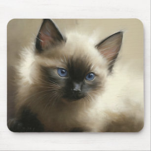 Gaze Of Innocence Siamese Kitten Portrait Mouse Mat