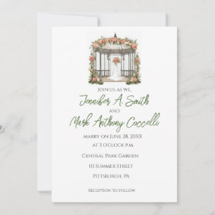 Gazebo Garden Wedding Invitations with Roses