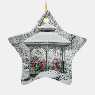 Gazebo in the Snow Ceramic Ornament