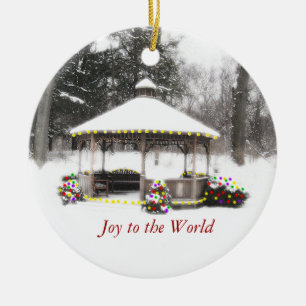 "GAZEBO IN THE SNOW-COVERED WOOD" CERAMIC TREE DECORATION