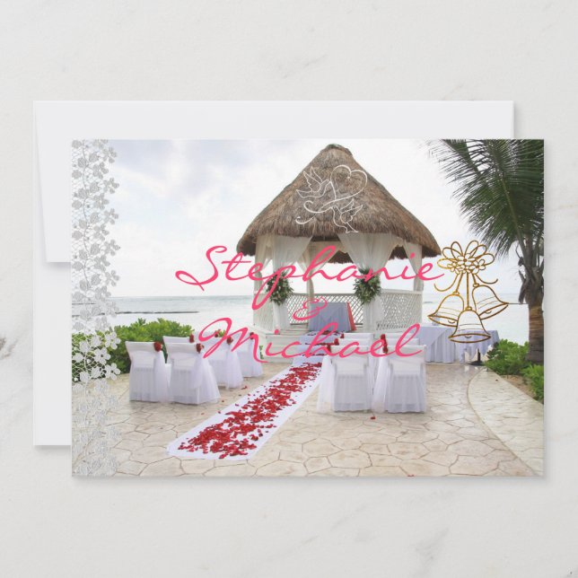 Gazebo On The Beach Wedding Invitation (Front)