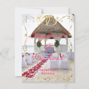Gazebo On The Beach Wedding Reception Card