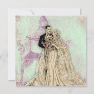 Gazebo Pagoda Vintage Wedding Announcement