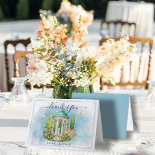 Gazebo statue flowers doves Wedding Thank You Card