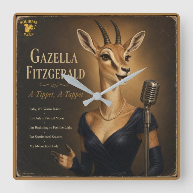 Gazella Fitzgerald Album: a Parody Square Wall Clock (Front)