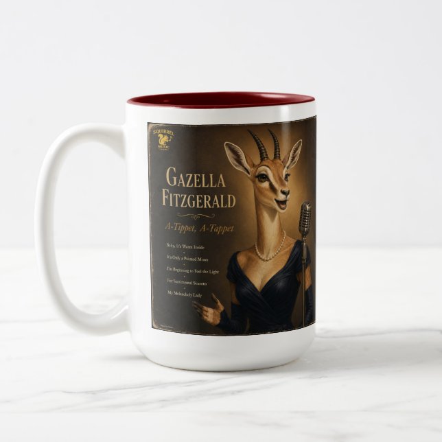 Gazella Fitzgerald Album: a Parody Two-Tone Coffee Mug (Left)